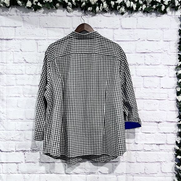 Lauren Ralph‎ Lauren Womens Plus 3X Black White Gingham Button Up Shirt Blouse - Picture 2 of 15